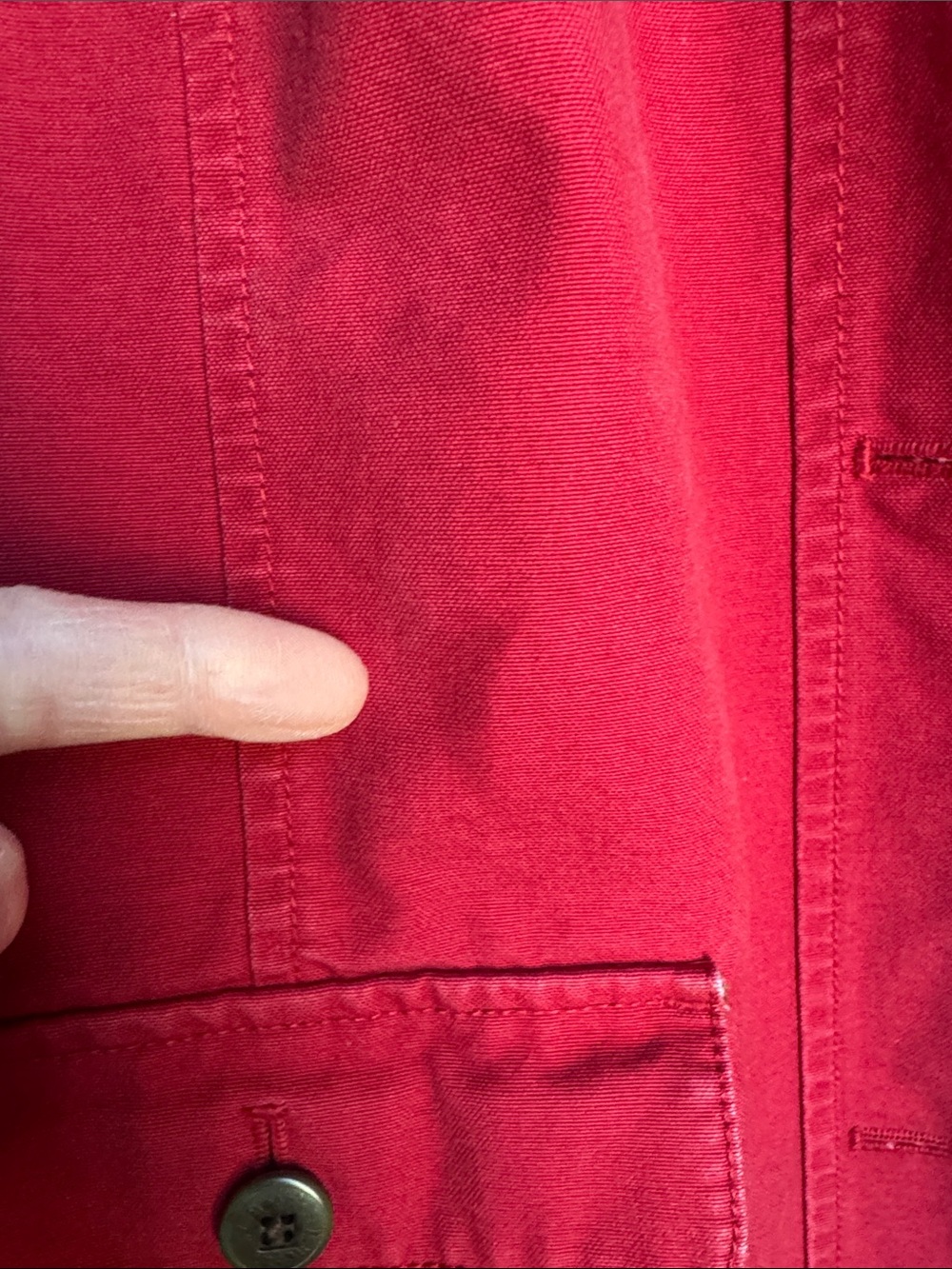 L.L. Bean Women's  Red Barn Jacket with Brown Corduroy Collar, Size LP. - Picture 5 of 9